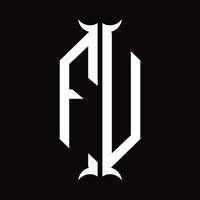 FU Logo monogram with horn shape design template vector