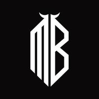 MB Logo monogram with horn shape isolated black and white design template vector