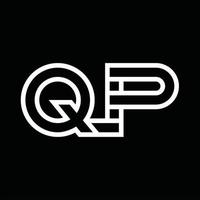 QP Logo monogram with line style negative space vector