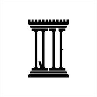 QU Logo monogram with pillar shape design template vector