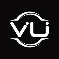 monograma de logotipo vu con plantilla de diseño de forma de corte redondeado circular vector