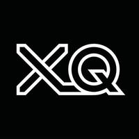 monograma del logotipo xq con espacio negativo de estilo de línea vector