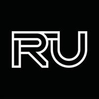 RU Logo monogram with line style negative space vector