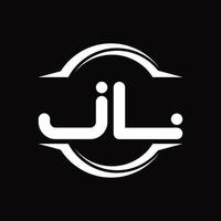 Monograma del logotipo jl con plantilla de diseño de forma de corte redondeado circular vector