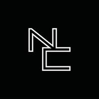 monograma de logotipo nc con plantilla de diseño de estilo de línea vector