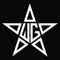 monograma de logotipo wg con plantilla de diseño de forma de estrella vector
