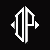 monograma de logotipo dp con plantilla de diseño aislado en forma de escudo vector