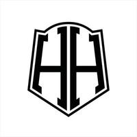 monograma del logotipo hh con plantilla de diseño de esquema de forma de escudo vector