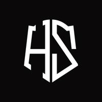 monograma del logotipo hz con plantilla de diseño de cinta en forma de escudo vector