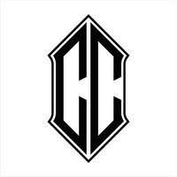 CC Logo monogram with shieldshape and outline design template vector icon abstract