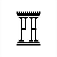 monograma del logotipo pa con plantilla de diseño de forma de pilar vector