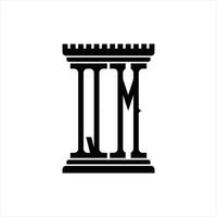 monograma de logotipo qm con plantilla de diseño de forma de pilar vector