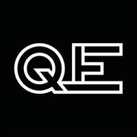 QE Logo monogram with line style negative space vector