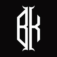 monograma de logotipo bk con plantilla de diseño de forma de cuerno vector
