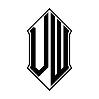 Logo monogram with shieldshape and outline design template vector icon abstract