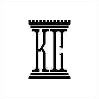 monograma del logotipo de kc con plantilla de diseño de forma de pilar vector