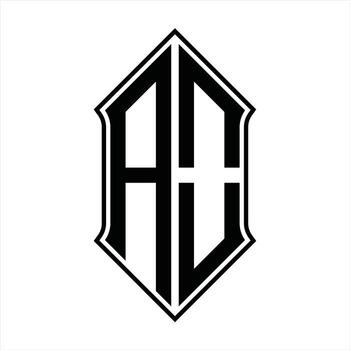 AO Logo monogram with shieldshape and outline design template vector icon abstract