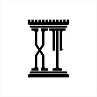 monograma del logotipo xt con plantilla de diseño de forma de pilar vector