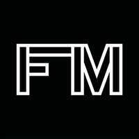 FM Logo monogram with line style negative space vector