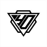 monograma del logotipo de yd con plantilla de triángulo y hexágono vector