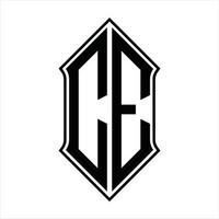 CE Logo monogram with shieldshape and outline design template vector icon abstract