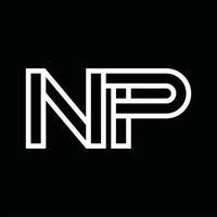 NP Logo monogram with line style negative space vector