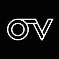 OV Logo monogram with line style negative space vector