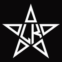 monograma de logotipo lk con plantilla de diseño de forma de estrella vector