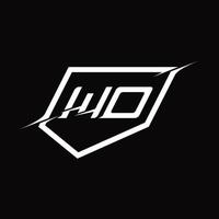 letra del monograma del logotipo de wo con diseño de estilo de escudo y corte vector