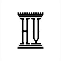 HV Logo monogram with pillar shape design template vector