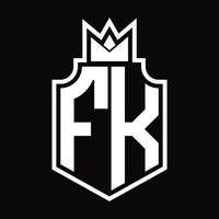 plantilla de diseño de monograma de logotipo fk vector