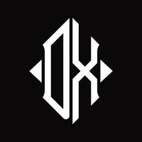 monograma del logotipo dx con plantilla de diseño aislado en forma de escudo vector