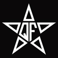 monograma del logotipo qf con plantilla de diseño en forma de estrella vector
