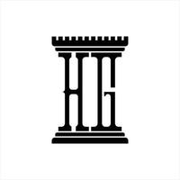 HG Logo monogram with pillar shape design template vector