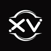 XV Logo monogram with circle rounded slice shape design template vector