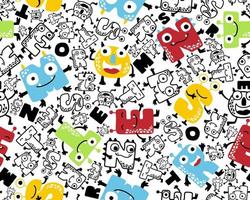 Seamless pattern vector with funny monster alphabet cartoon