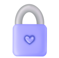 Blue lock with heart. Design for Valentines Day png