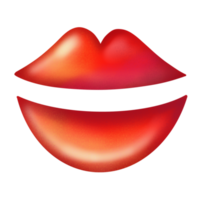 glossy bright red lips smiling png
