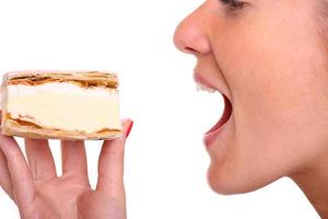 Woman eating dessert photo