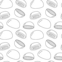 Vector doodle mochi seamless pattern. Hand drawn mochi pattern