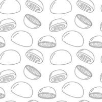 Vector doodle mochi seamless pattern. Hand drawn mochi pattern