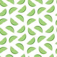 Lime slices vector seamless pattern. Flate green limes on white background