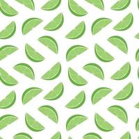 Lime slices vector seamless pattern. Flate green limes on white background