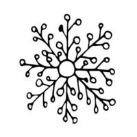 Doodle snowflake. Hand drawn vector winter element isolated on white background.