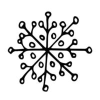 Doodle snowflake. Hand drawn vector winter element isolated on white background.