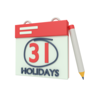 3d illustration of Holiday Schedule png