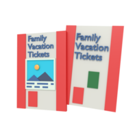 3d illustration de billets de vacances en famille png