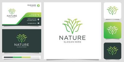 diseño de logotipo de naturaleza estilizada lineal con color degradado, concepto moderno, estilo elegante, flor de loto. vector