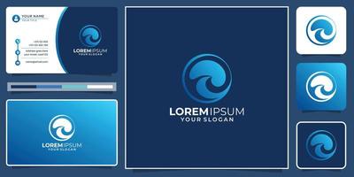 creative abstract wave circle shape logo with modern gradient color, icon and business card design. vector