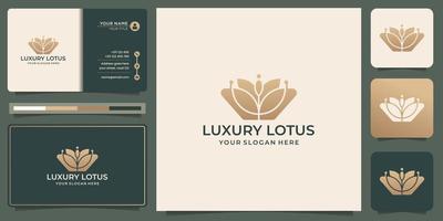 Minimalist flower lotus. luxury beauty salon,line art, fashion, skin care, cosmetic, yoga and spa. vector